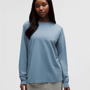 NWT lululemon athletica all yours organic cotton long  Sleeve Crew in slate blue